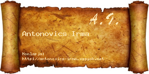 Antonovics Irma névjegykártya