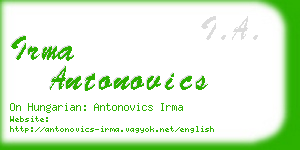 irma antonovics business card